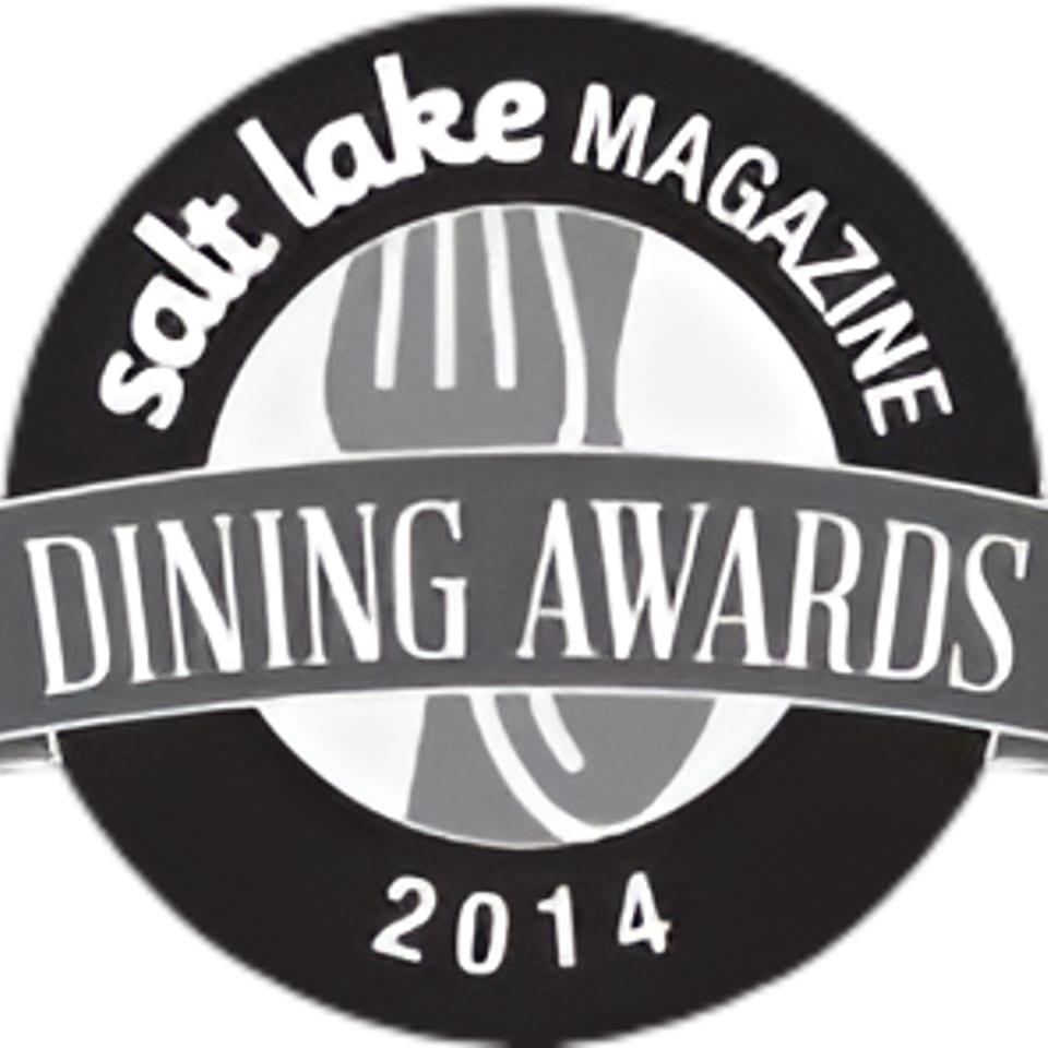 Salt Lake Magazine Dining Awards 2014 logo, a black and white circular emblem with a fork.